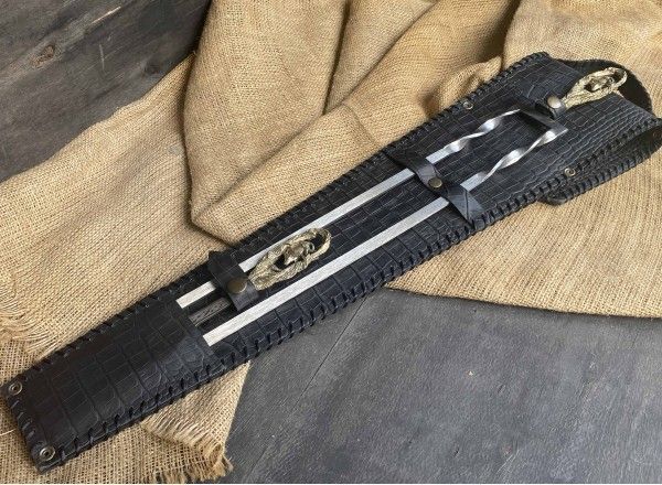 Набір шампурів "Кабан-7" у закритому сагайдаку+ подвійний шампур+ вилка Кабан-7 фото