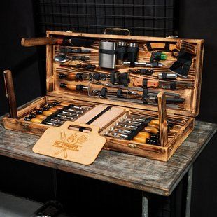 Максимальный набор шампуров в кейсе столике на 12 персон Maksimys PRO-12 №3. Идеальный вариант подарка для пикника Maksimys PRO-12 №3 фото