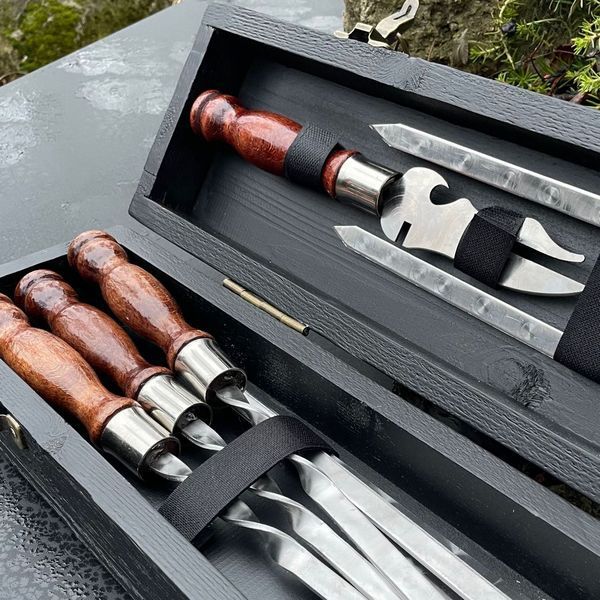 Набор шампуров в кейсе Blackwood mini black.Шашлычный набор. Подарок мужчине Blackwood mini black фото